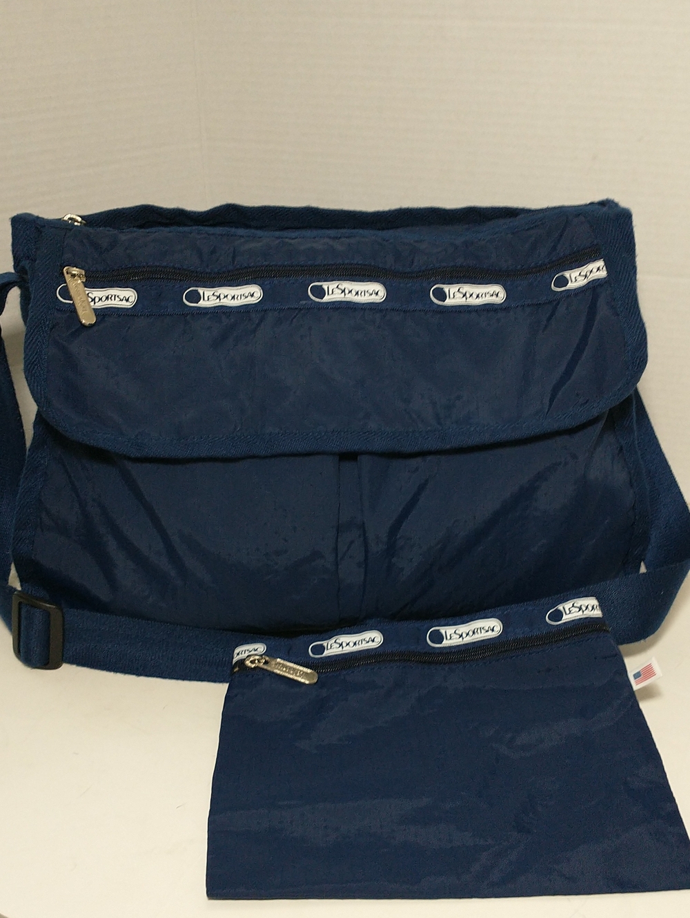 LeSportsac Vintage Crossbody Nylon Bag, Multiple Pockets, Includes Pouch, USA